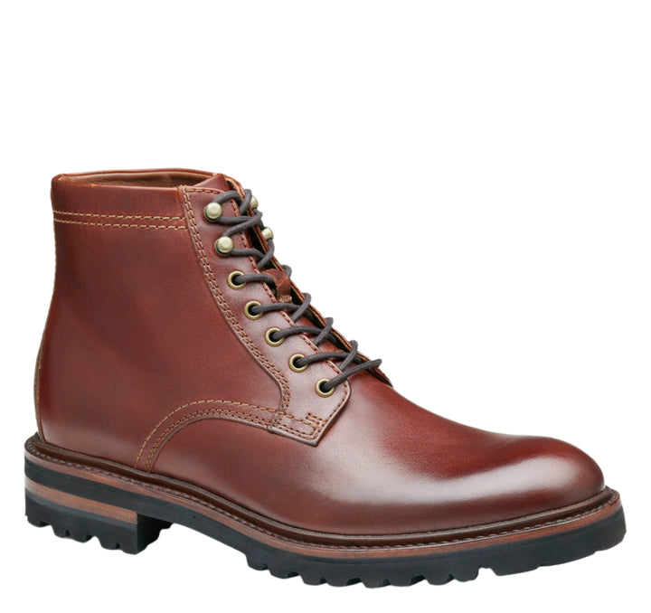 johnston & murphy dudley lug plain toe boot men's | mahogany