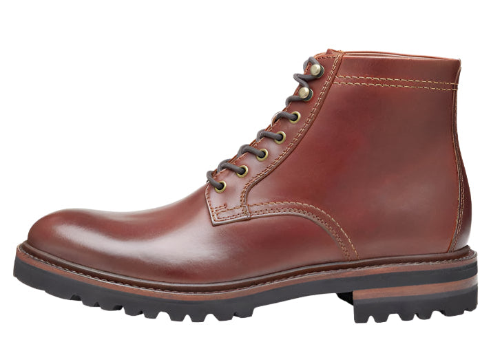 johnston & murphy dudley lug plain toe boot men's | mahogany