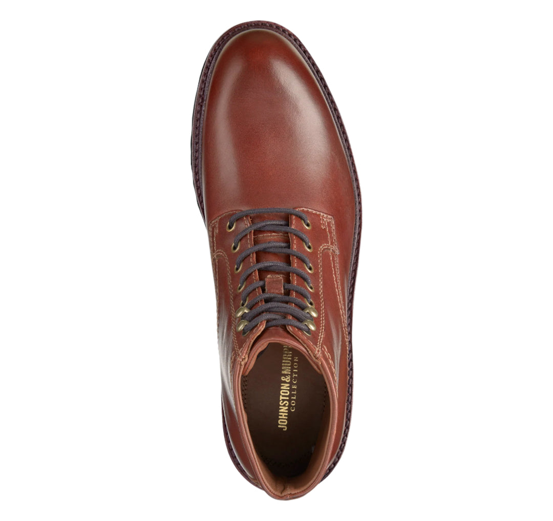 johnston & murphy dudley lug plain toe boot men's | mahogany