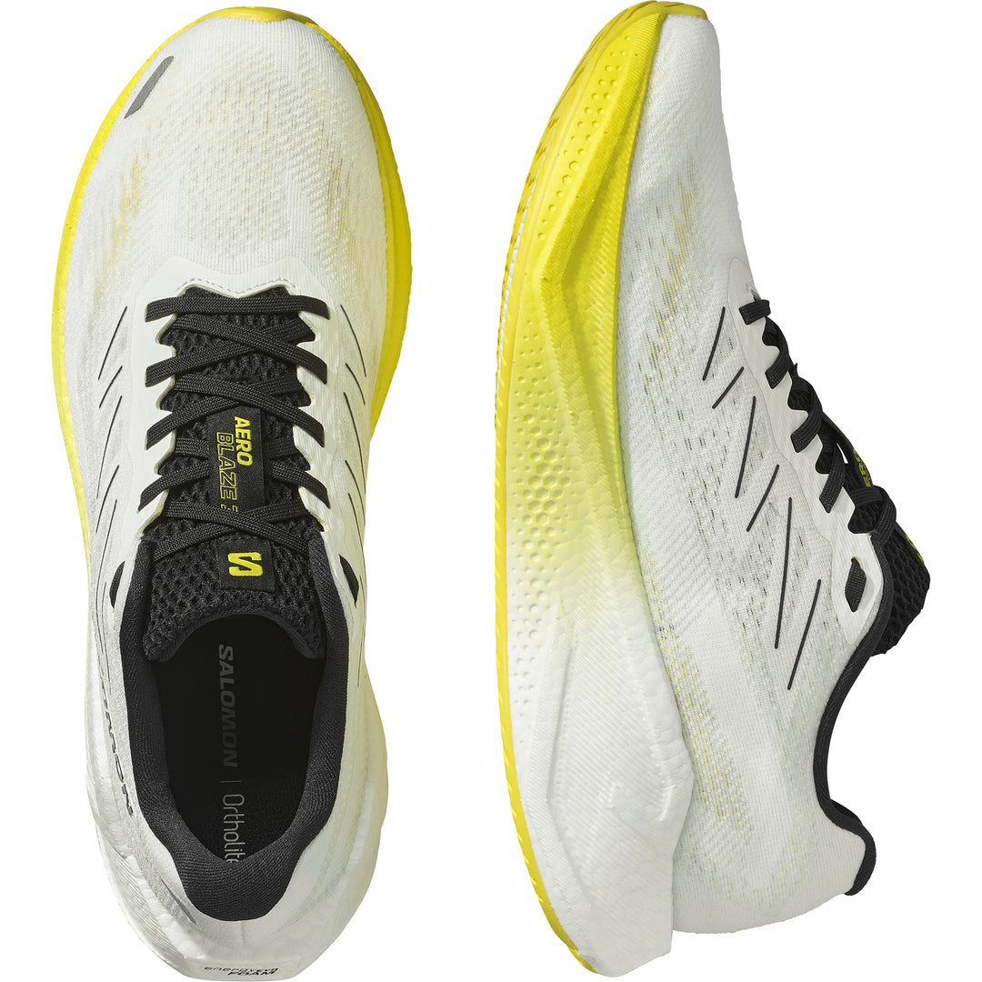 salomon aero blaze 3 men's | white / black / blazing yellow