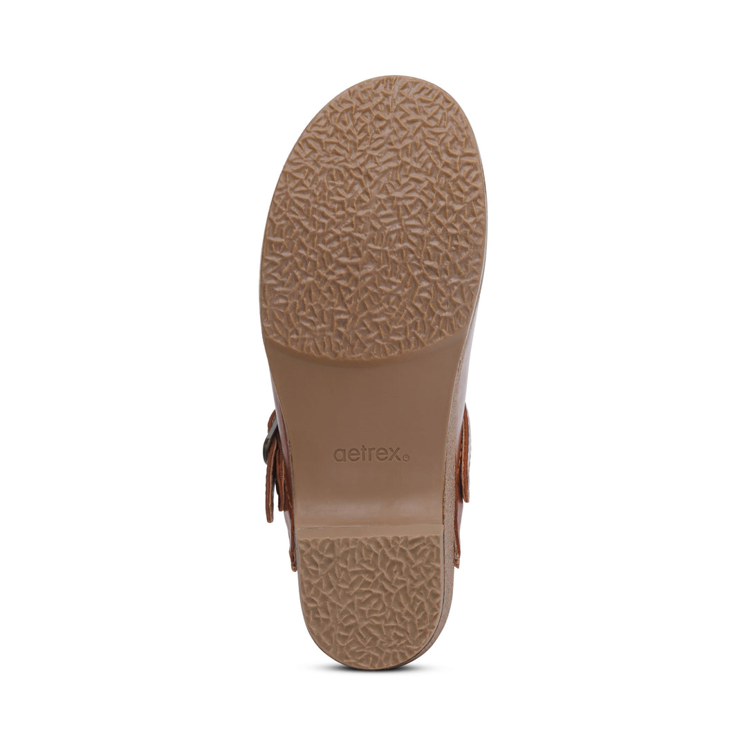 aetrex beckie cork clog women's | cognac