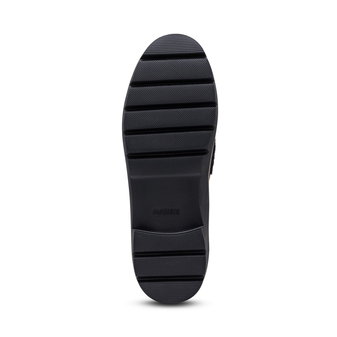 aetrex collette arch support loafer women's | black suede