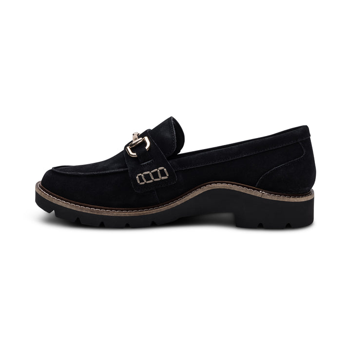 aetrex collette arch support loafer women's | black suede