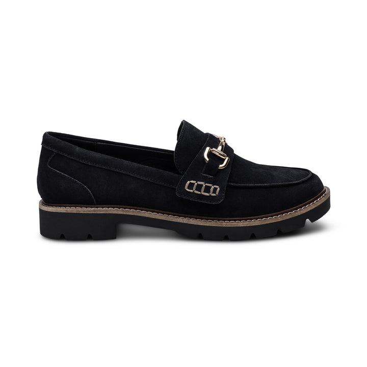 aetrex collette arch support loafer women's | black suede