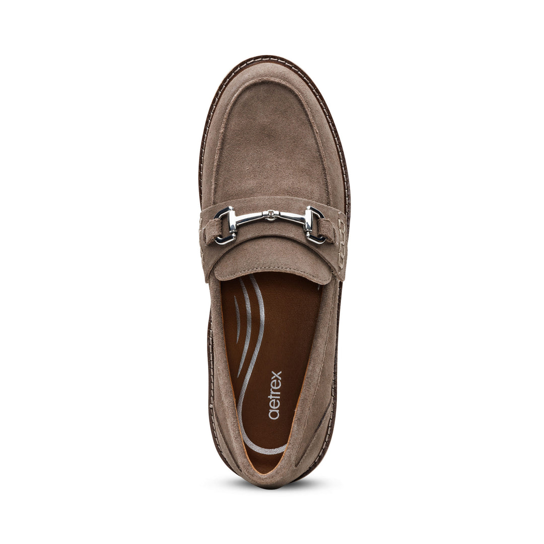 aetrex collette arch support loafer women's | taupe suede