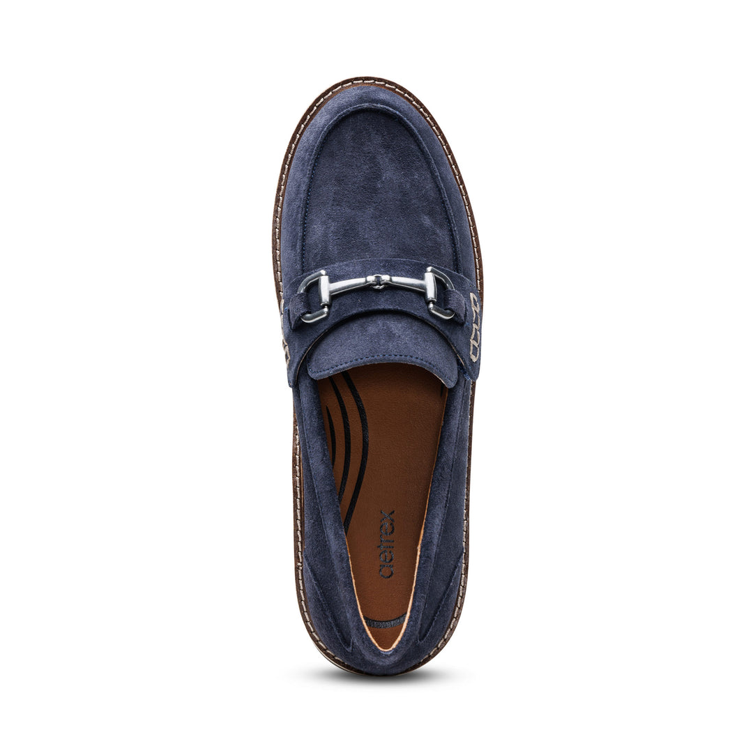 aetrex collette arch support loafer women's | navy suede