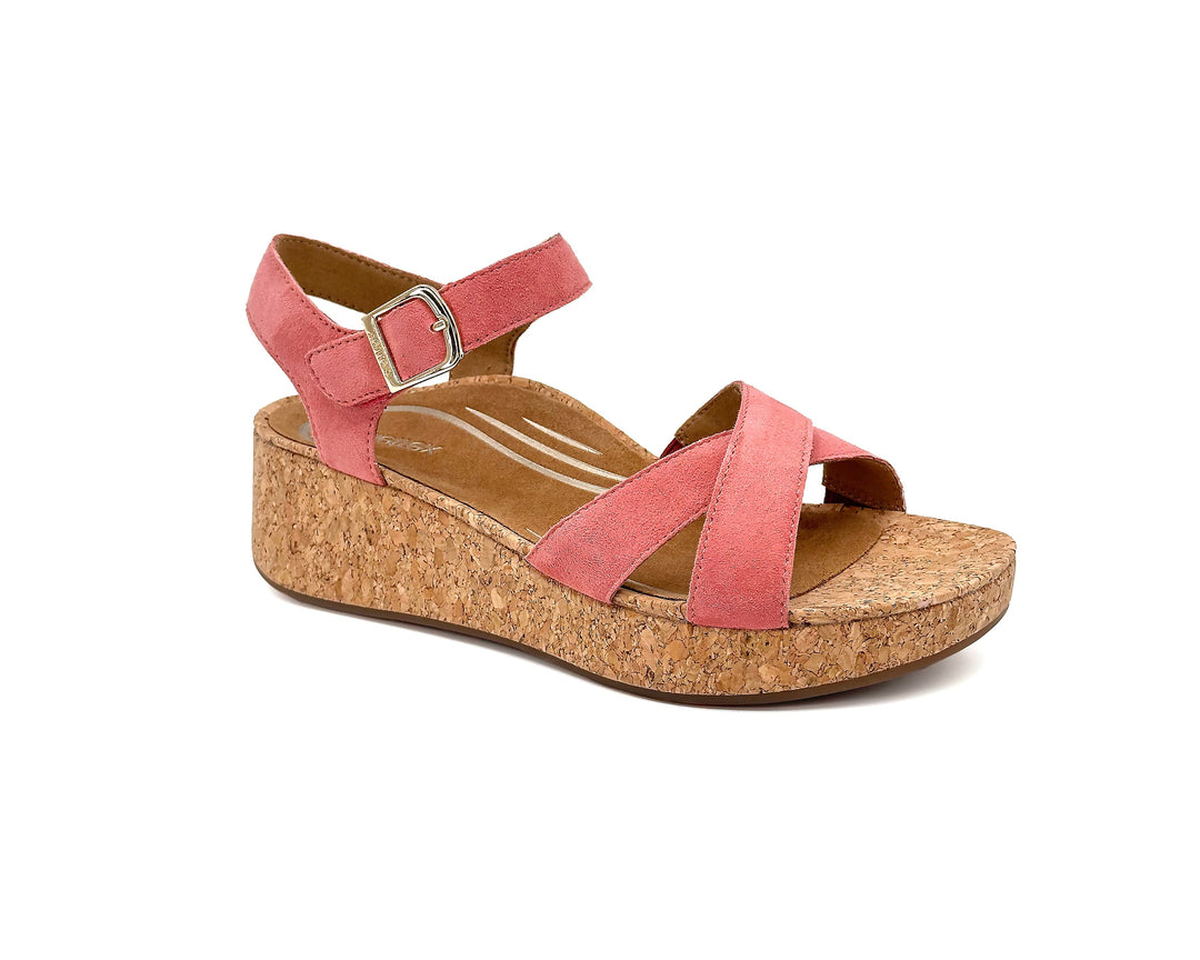 aetrex flora adjustable strap platform women's | antique rose