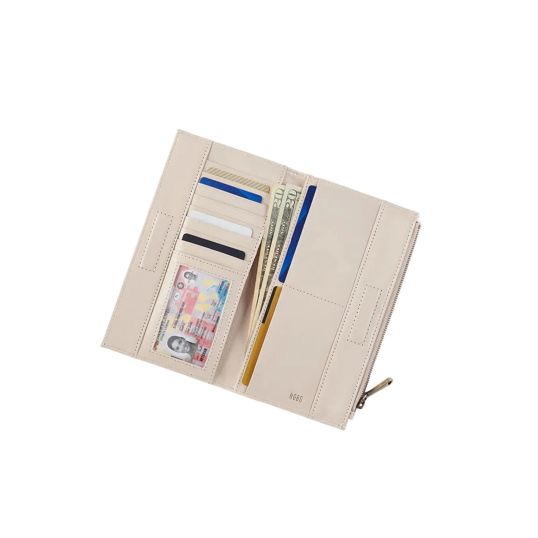 hobo jill large bifold wallet women's | pale flax
