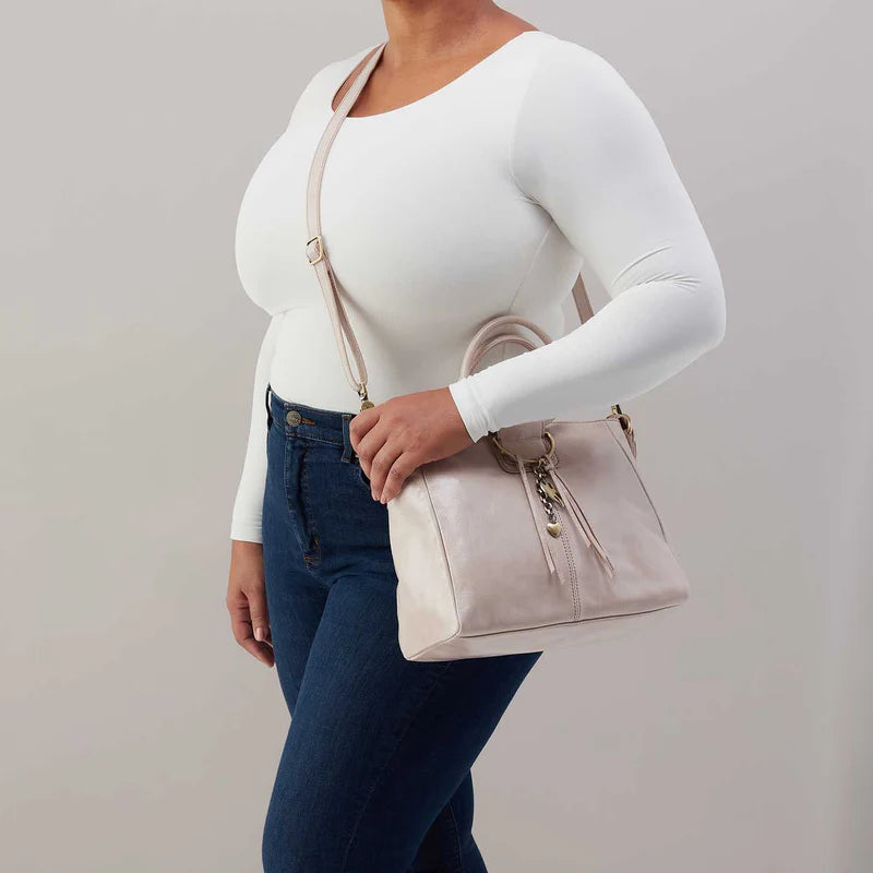 hobo sheila medium satchel women's | stone gloss