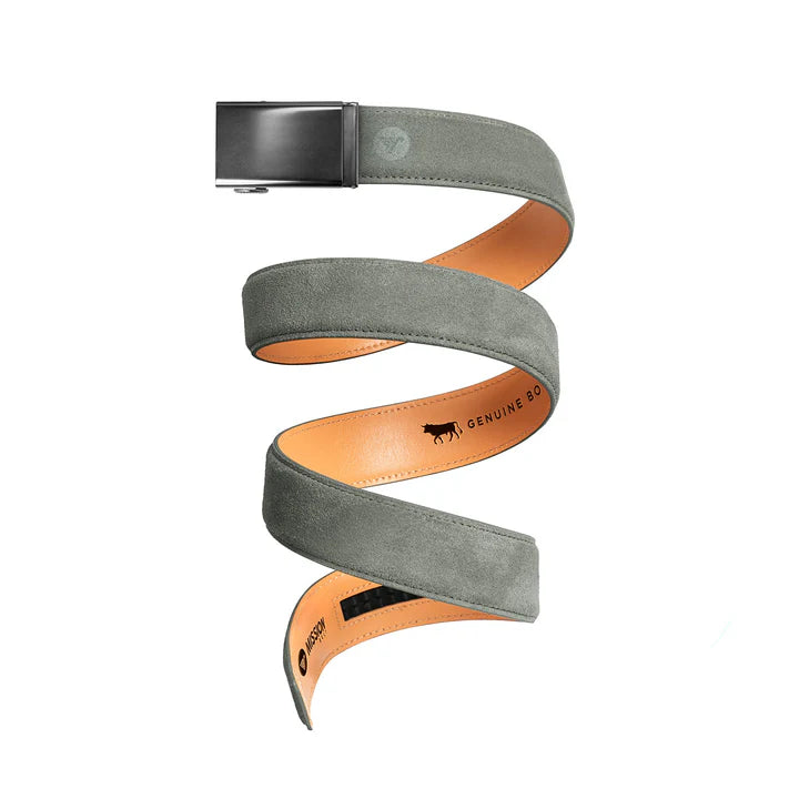 mission belt slate suede full-grain men's | slate / grey suede