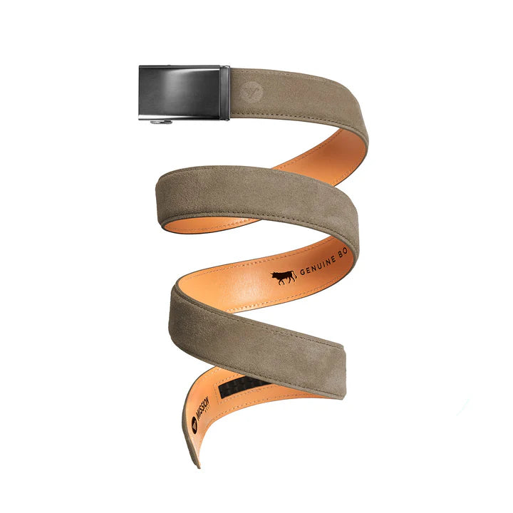 mission belt taupe suede full-grain men's | taupe / taupe suede