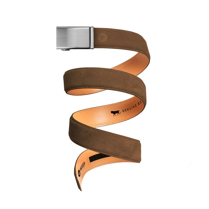 mission belt rust suede full-grain men's | rust / brown suede
