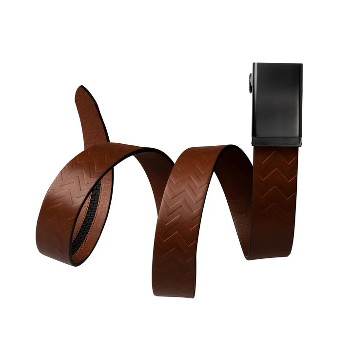 mission belt chevron full-grain | brown tobacco