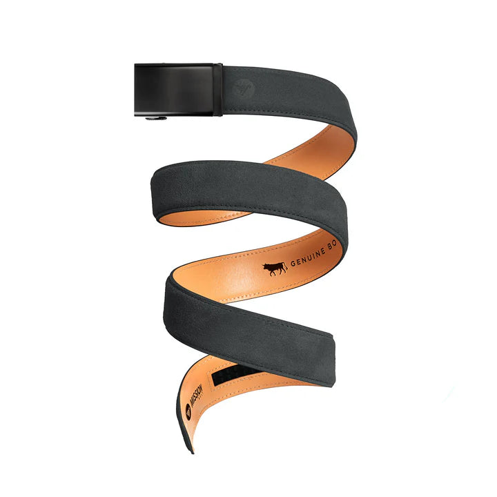 mission belt charcoal suede full-grain men's | charcoal / charcoal suede