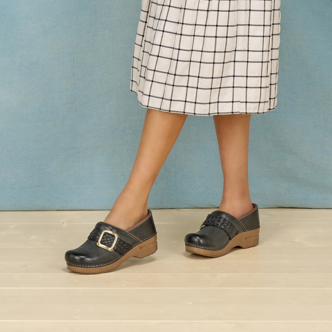 dansko pro braided clog women's | black