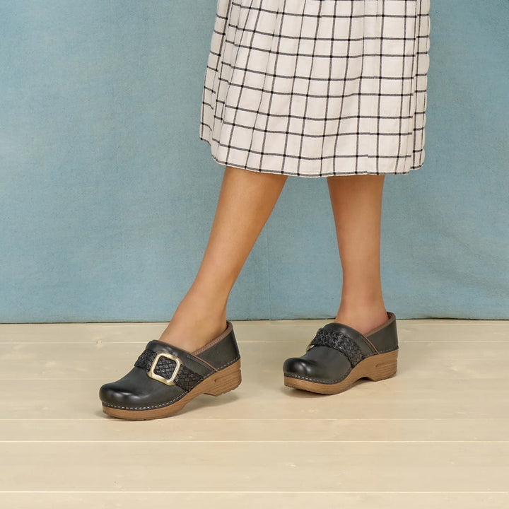 dansko pro braided clog women's | black