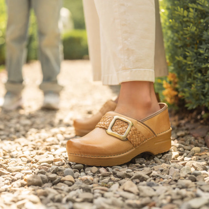 dansko pro braided clog women's | honey distressed