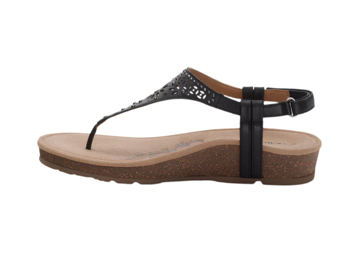 aetrex evelyn thong sandal women's | black