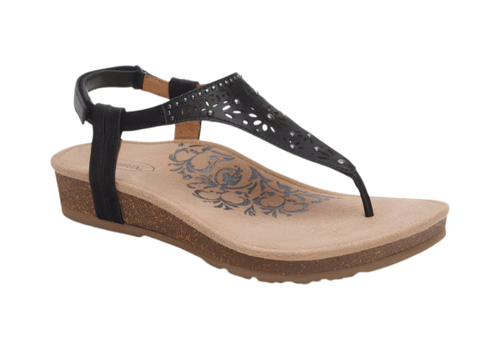 aetrex evelyn thong sandal women's | black