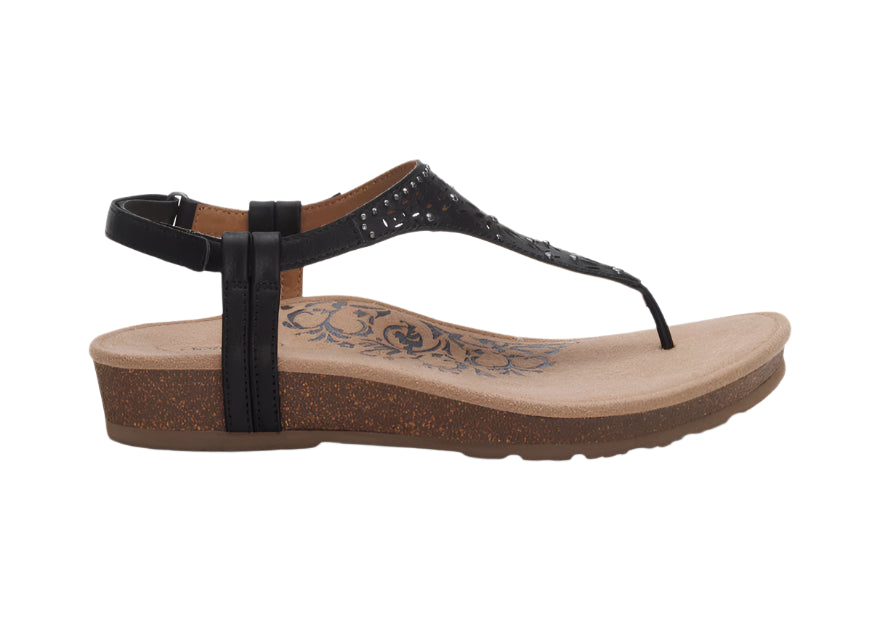 aetrex evelyn thong sandal women's | black