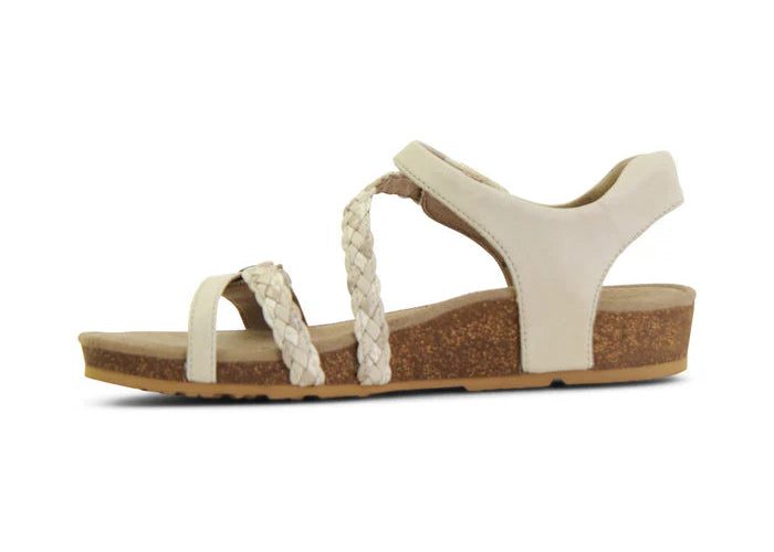 aetrex jillian braided quarter strap women's | butter