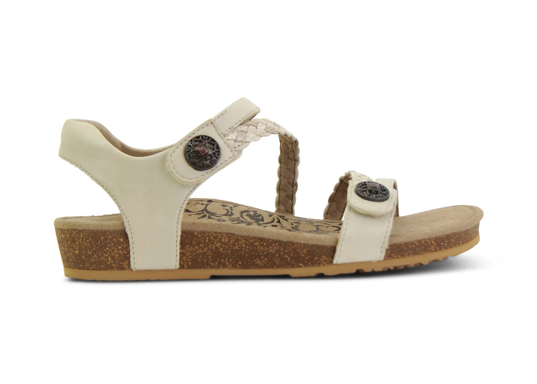 aetrex jillian braided quarter strap women's | butter