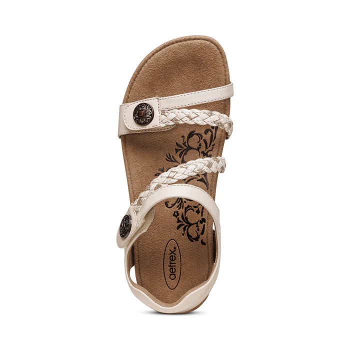 aetrex jillian braided quarter strap women's | butter