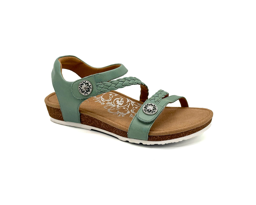 aetrex jillian braided quarter strap women's | sage