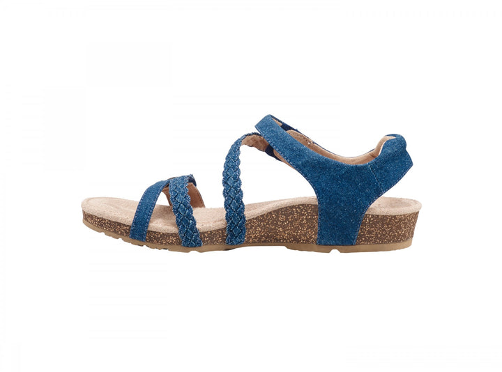 aetrex jillian braided quarter strap women's | denim