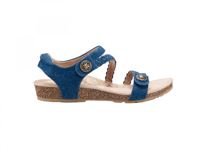 aetrex jillian braided quarter strap women's | denim