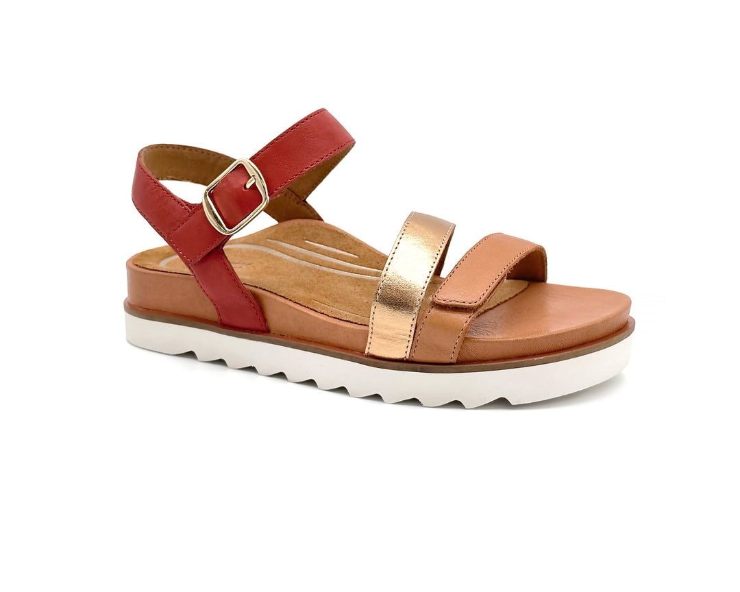 aetrex cass arch support strap women's | terracotta multi