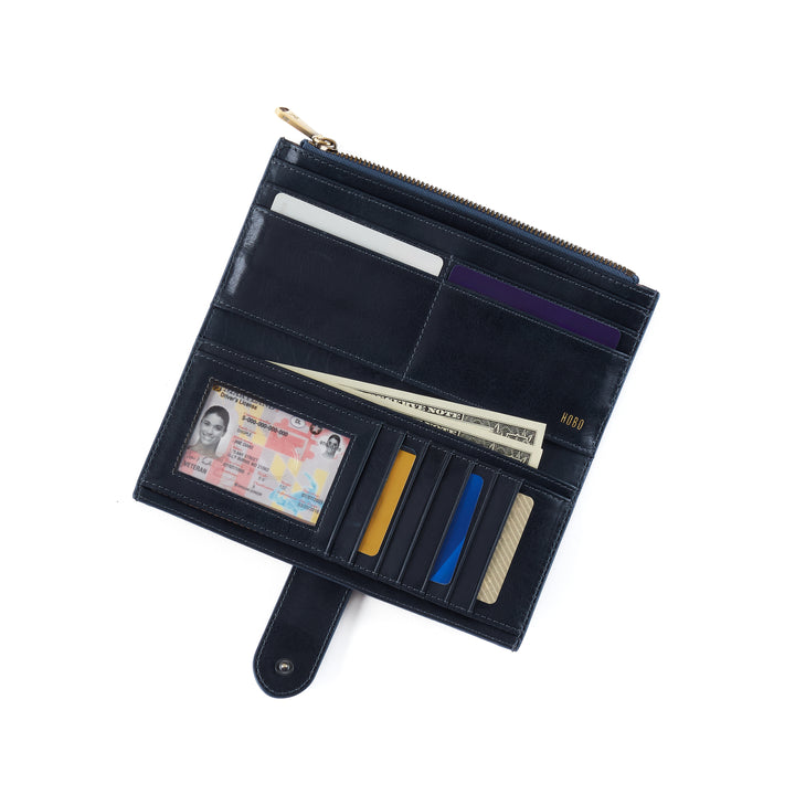 hobo dunn continental wallet women's | navy horizon