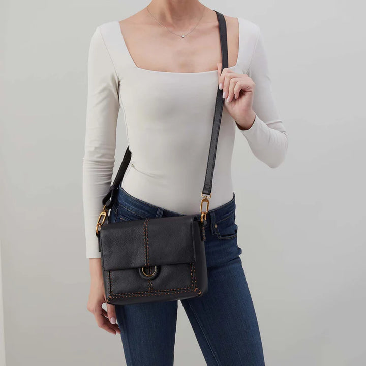 hobo austin flap crossbody women's | black
