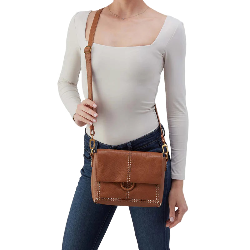 hobo austin flap crossbody women's | warm honey