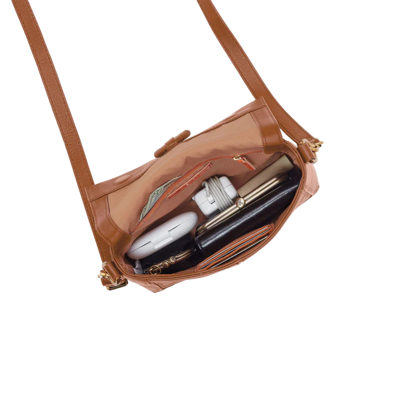 hobo austin flap crossbody women's | warm honey