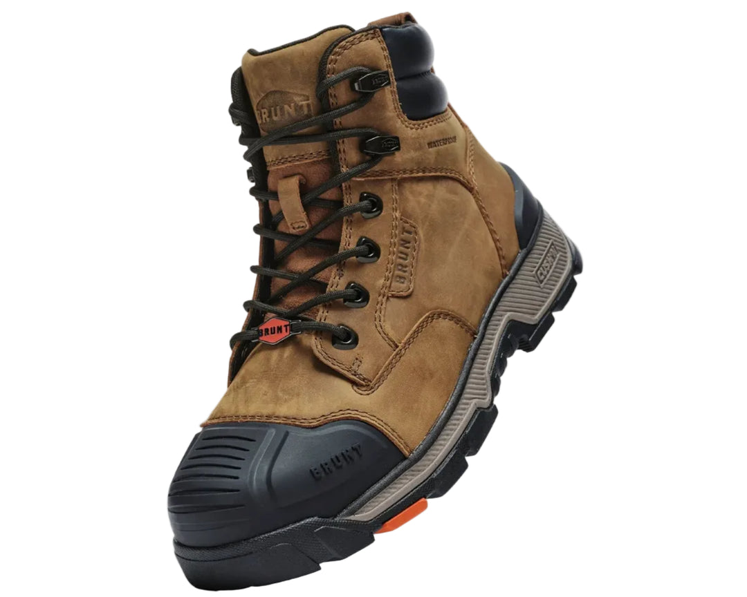 brunt perkins 6” waterproof comp toe boot men's | brown