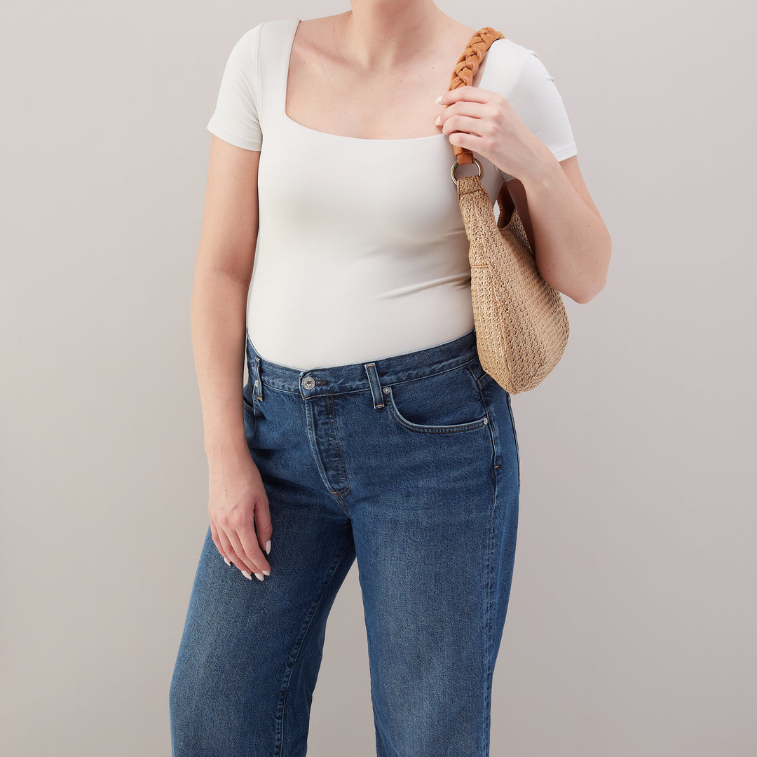 hobo madison shoulder women's | meadow woven straw