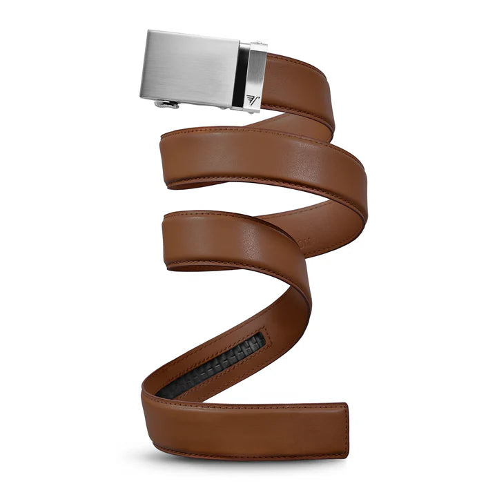 mission belt steel | tan brown