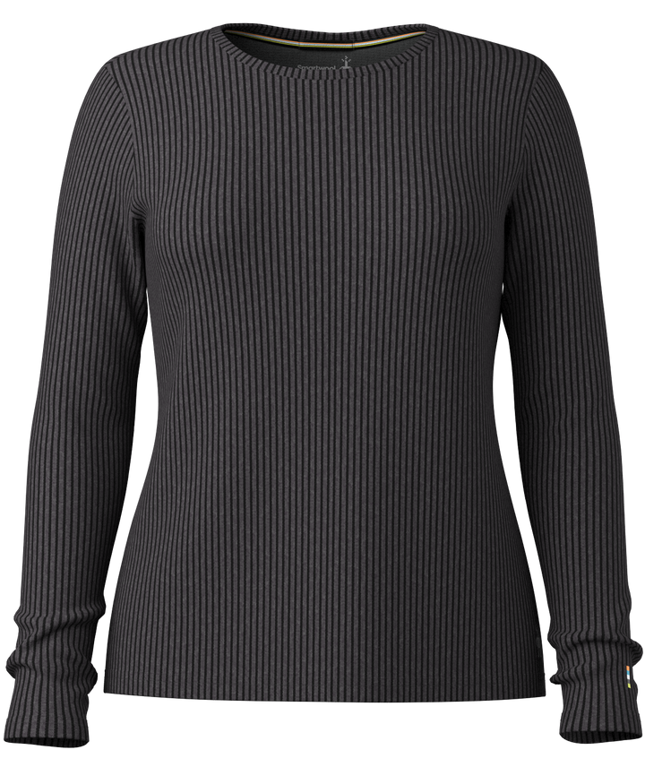 smartwool thermal merino rib crew women's | charcoal heather