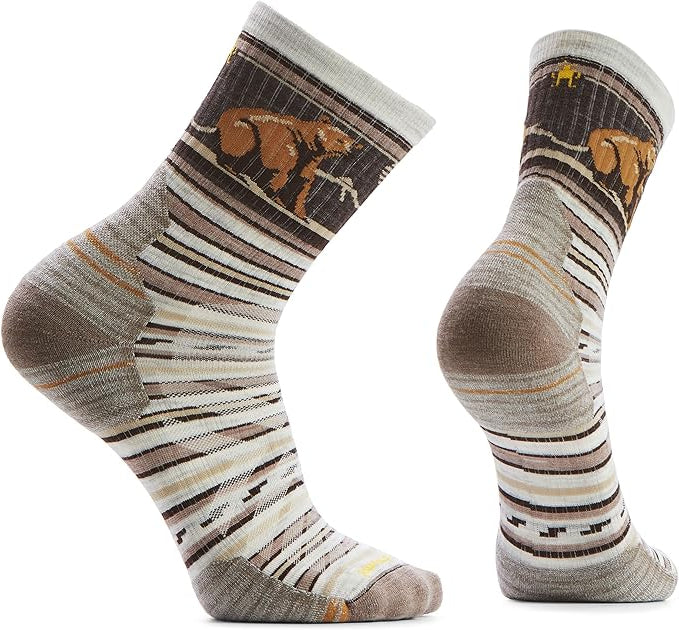 smartwool hike targeted cushion bear stripe mid crew socks | ash