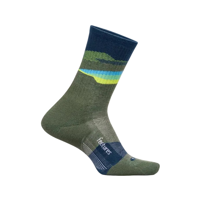 feetures trail max cushion mini crew sock | tectonic green
