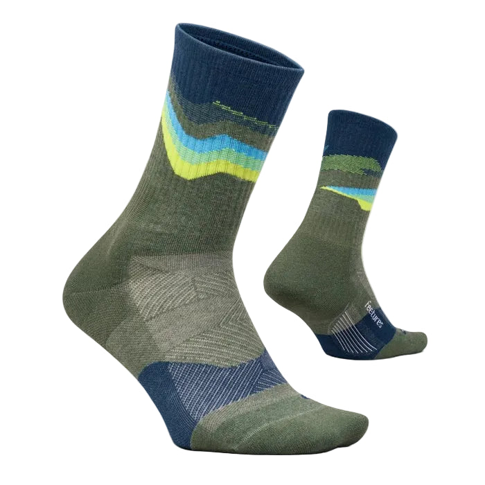 feetures trail max cushion mini crew sock | tectonic green