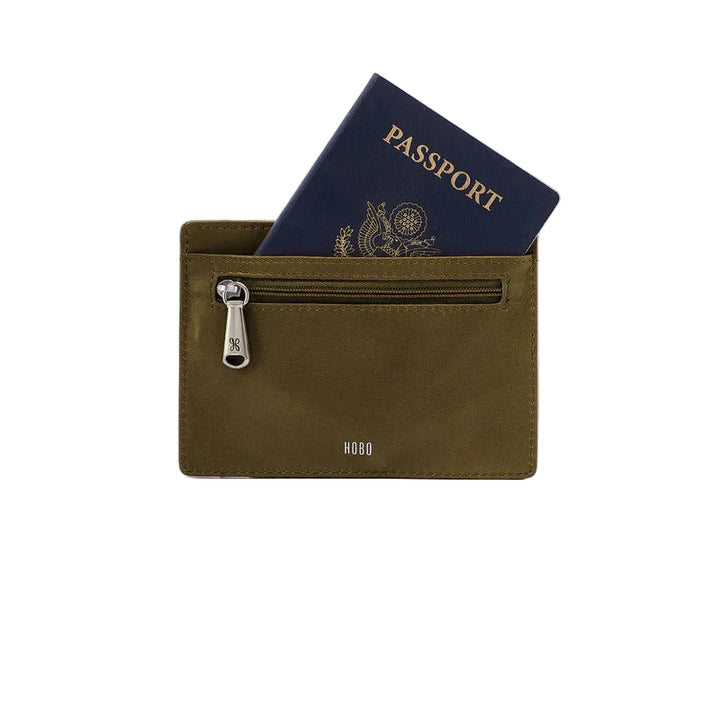 hobo euro slide card case women's | olive veil