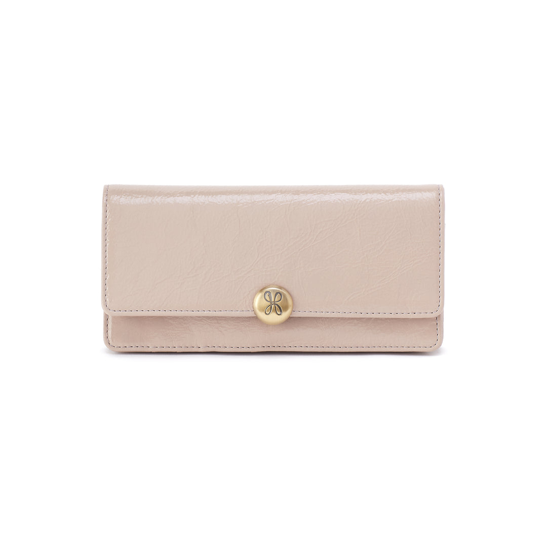 hobo hutton large wallet women's | stone gloss