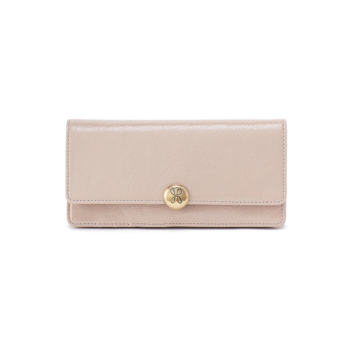 hobo hutton large wallet women's | stone gloss