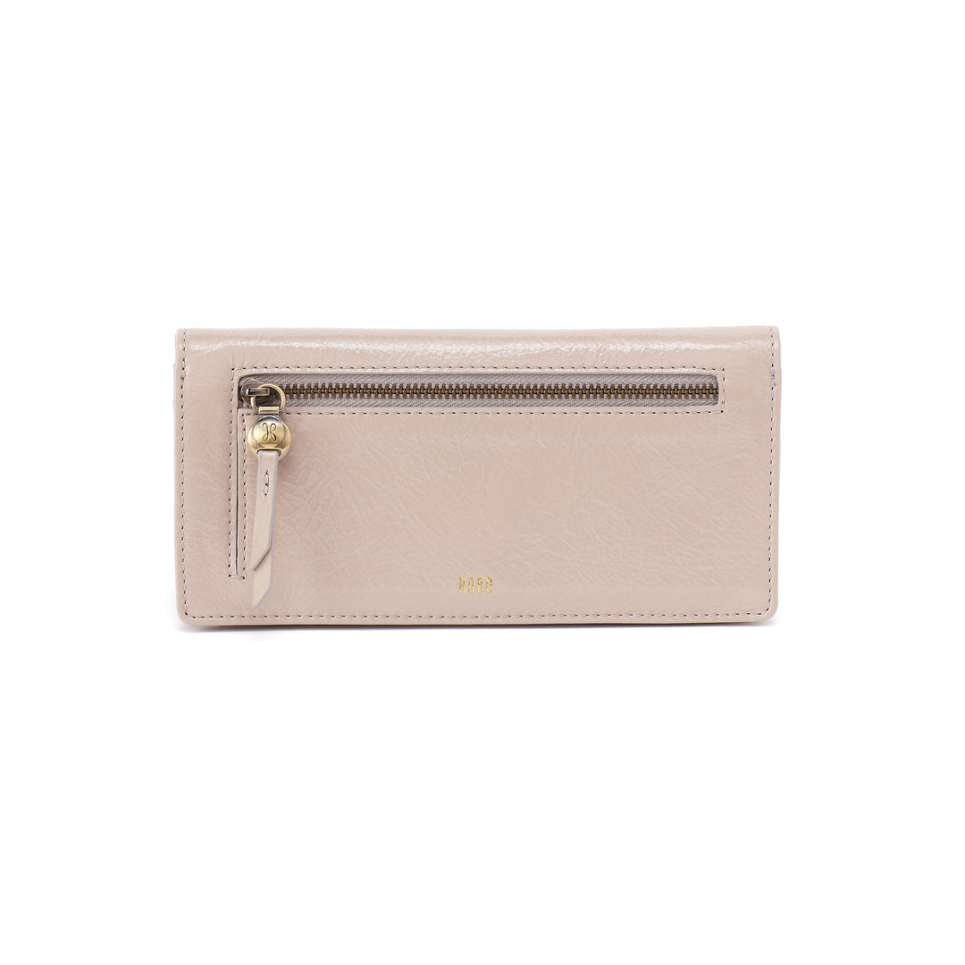 hobo hutton large wallet women's | stone gloss