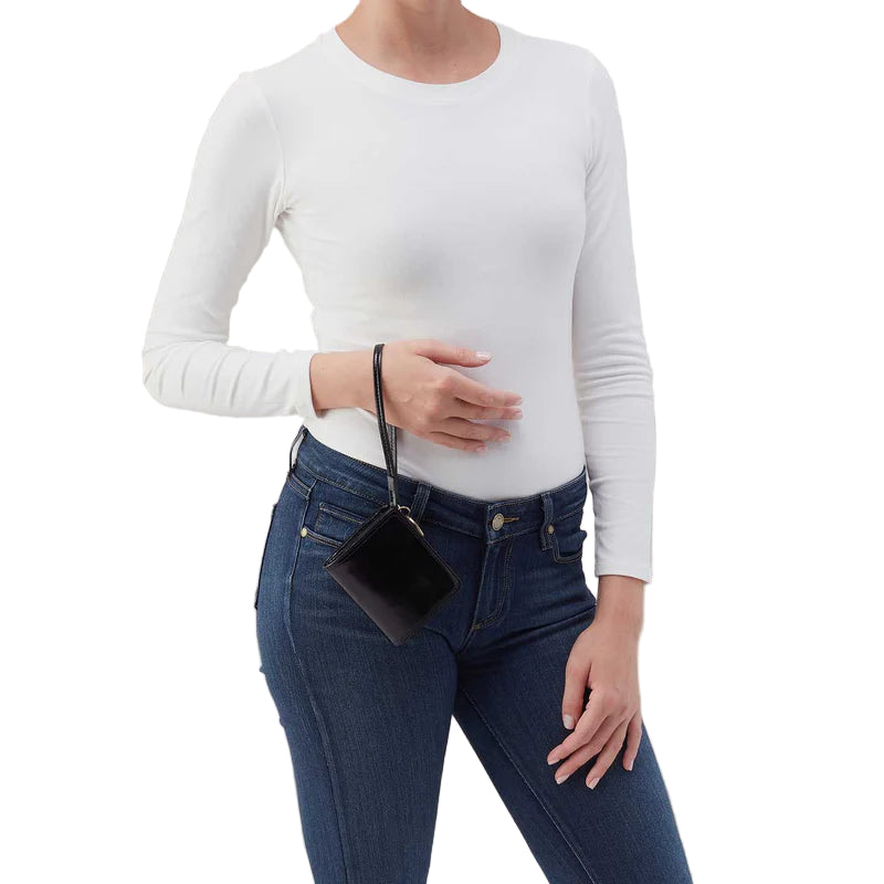 hobo coin wristlet wallet women's | black
