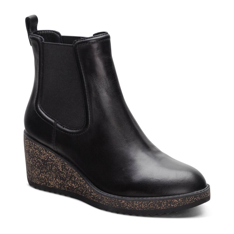 aetrex dawn wedge boot women's | black