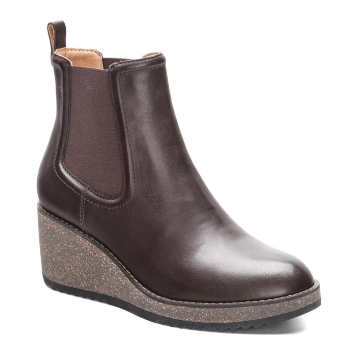 aetrex dawn wedge boot women's | dk brown