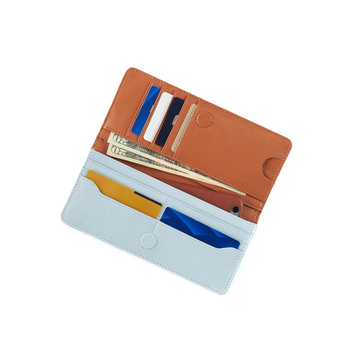 hobo hutton large wallet women's | dusted sky